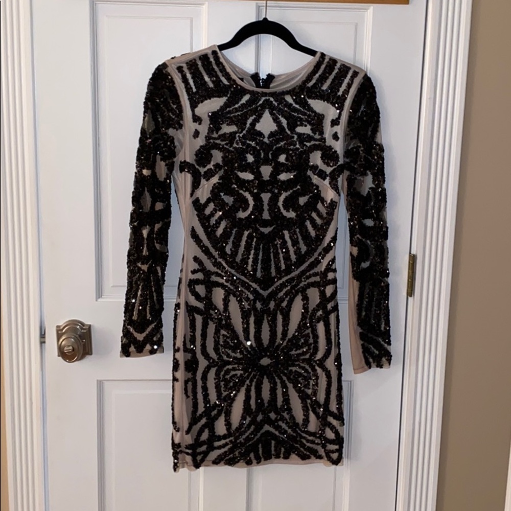 Tan and black dress
